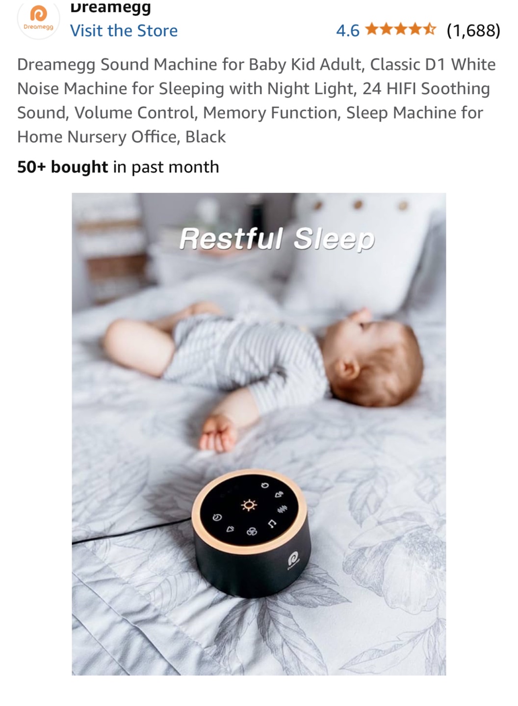 Dreamegg Sound Machine with Night Light - Black - photo 5