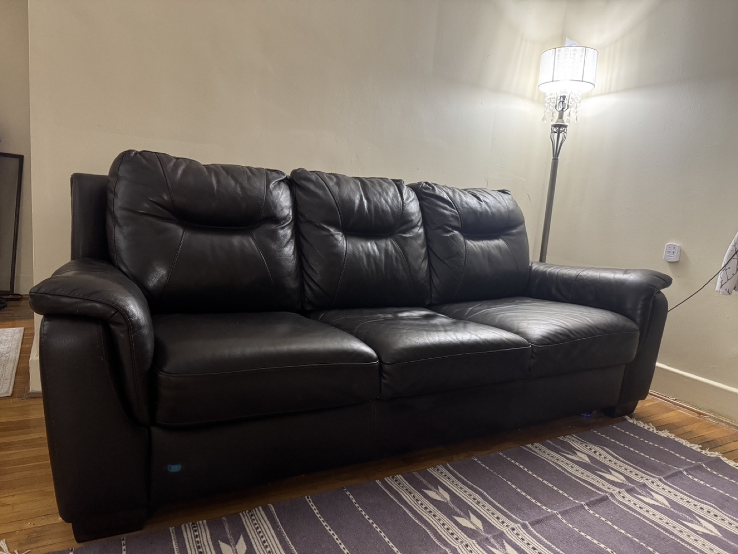 Black Leather Sofa - photo 2