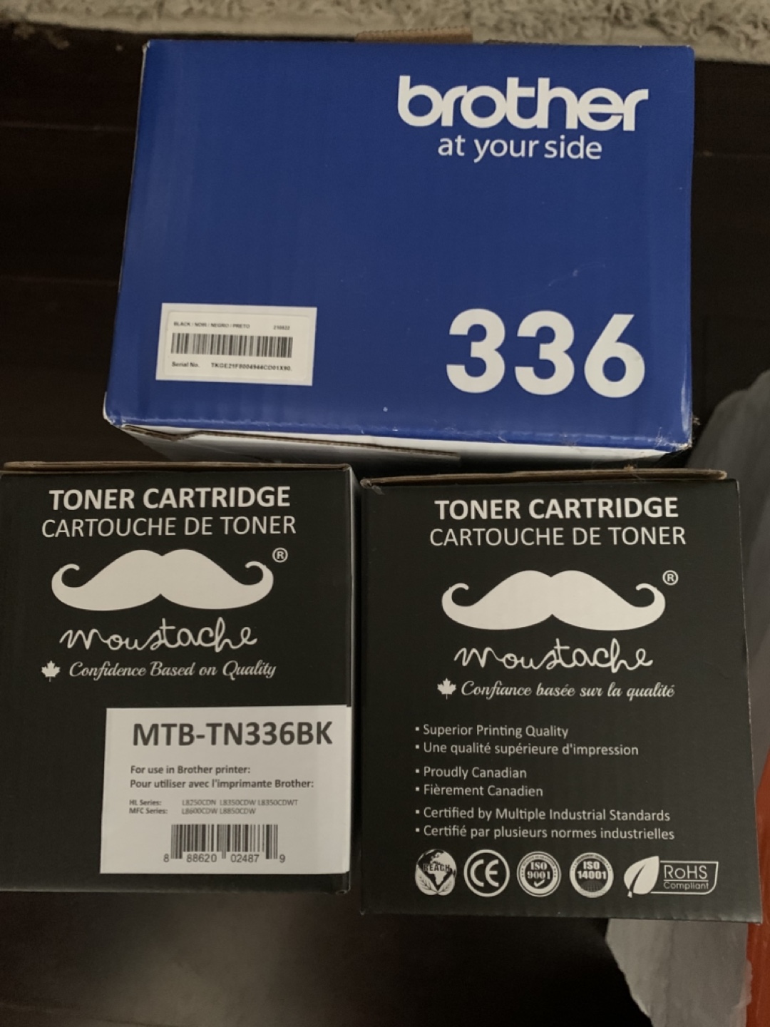6 Brother Moustache Toner Cartridges MTB-TN336