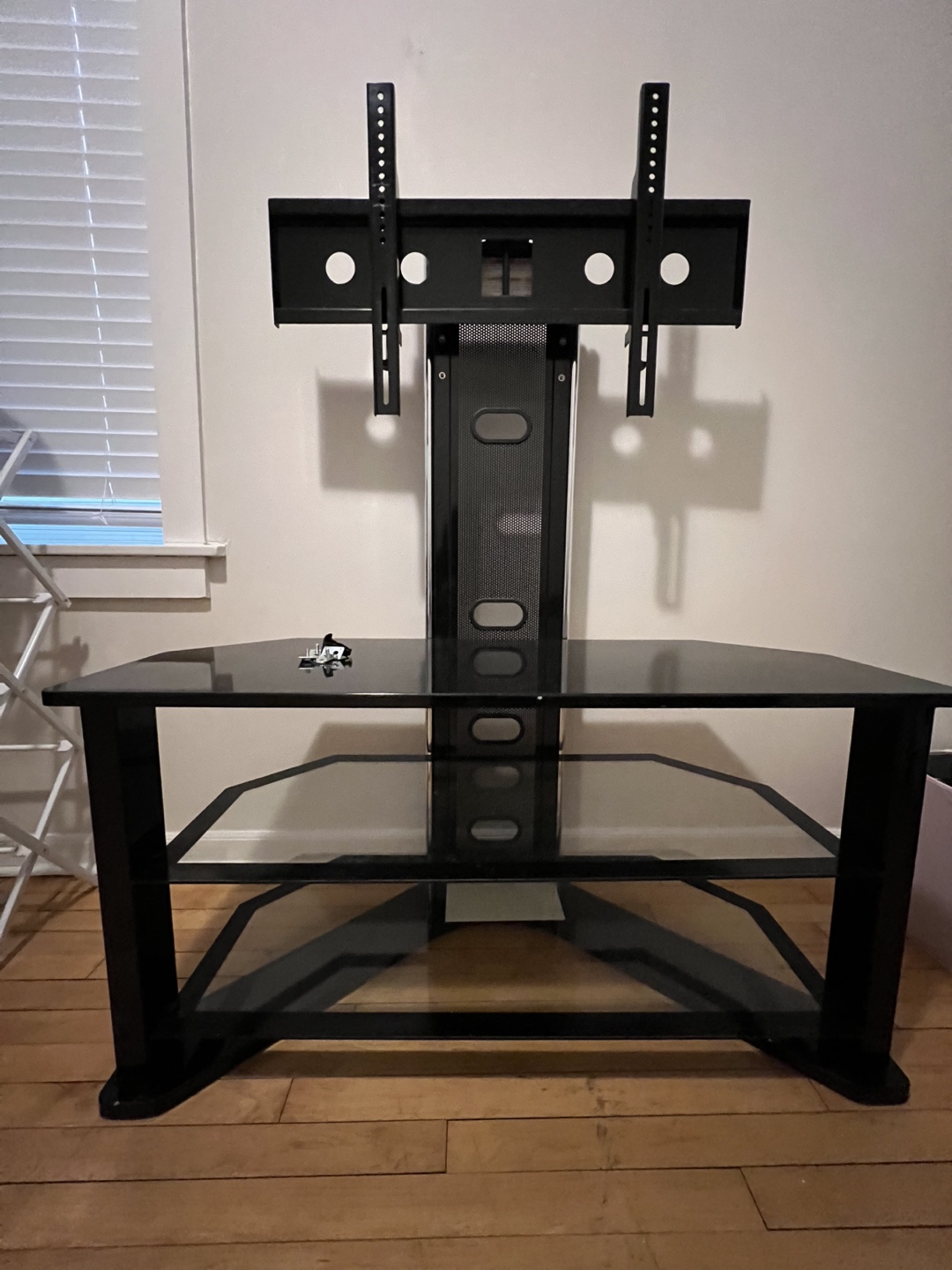 Black Glass TV Stand with Integrated TV Mount - photo 4