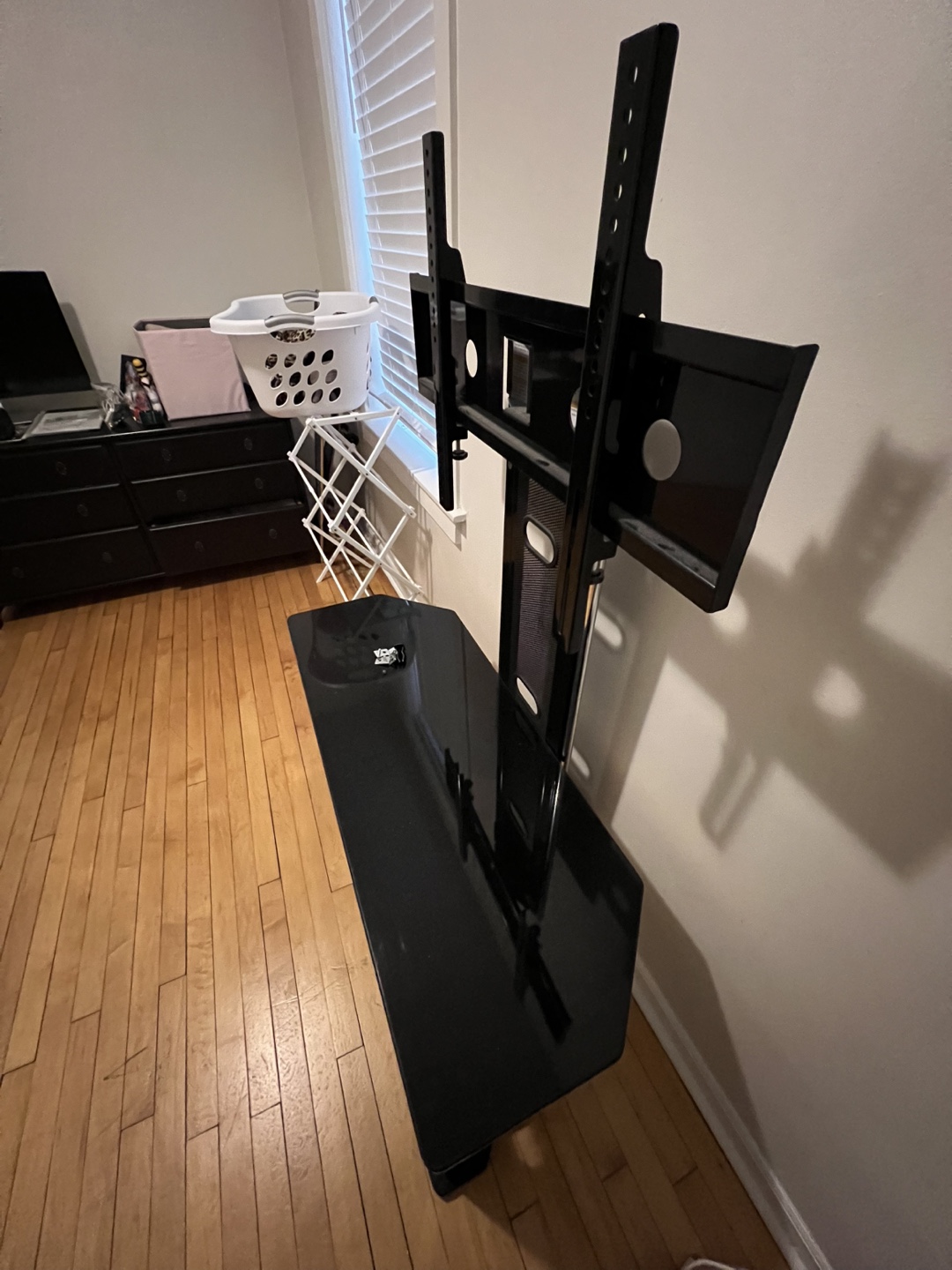 Black Glass TV Stand with Integrated TV Mount - photo 5