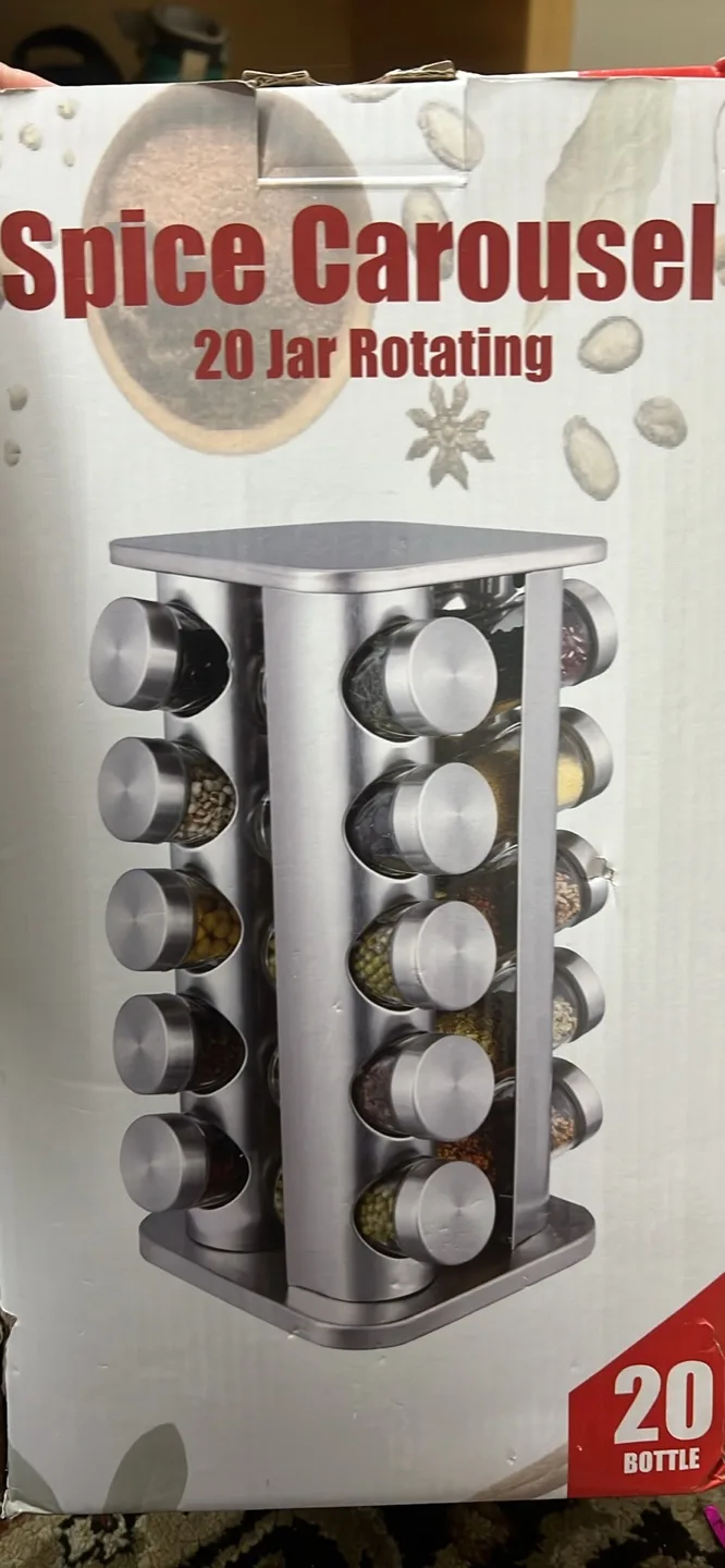 20 Jar Rotating Spice Carousel Rack with Removable Sifters thumbnail