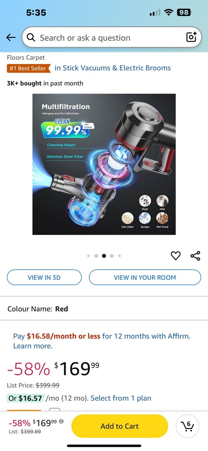 4-in-1 Cordless Vacuum Cleaner - Red - photo 5