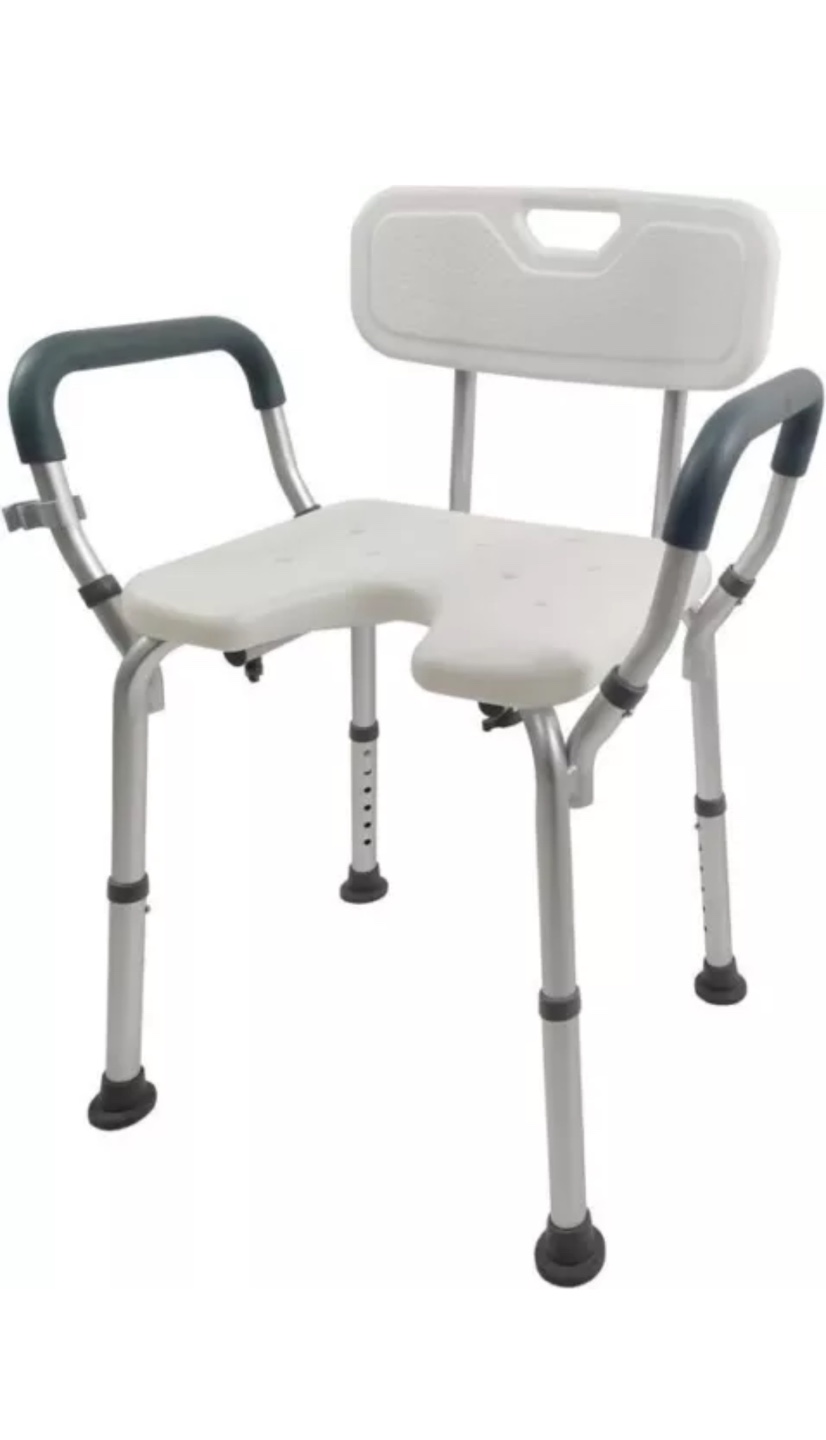 Adjustable Shower Chair with Backrest and Armrests