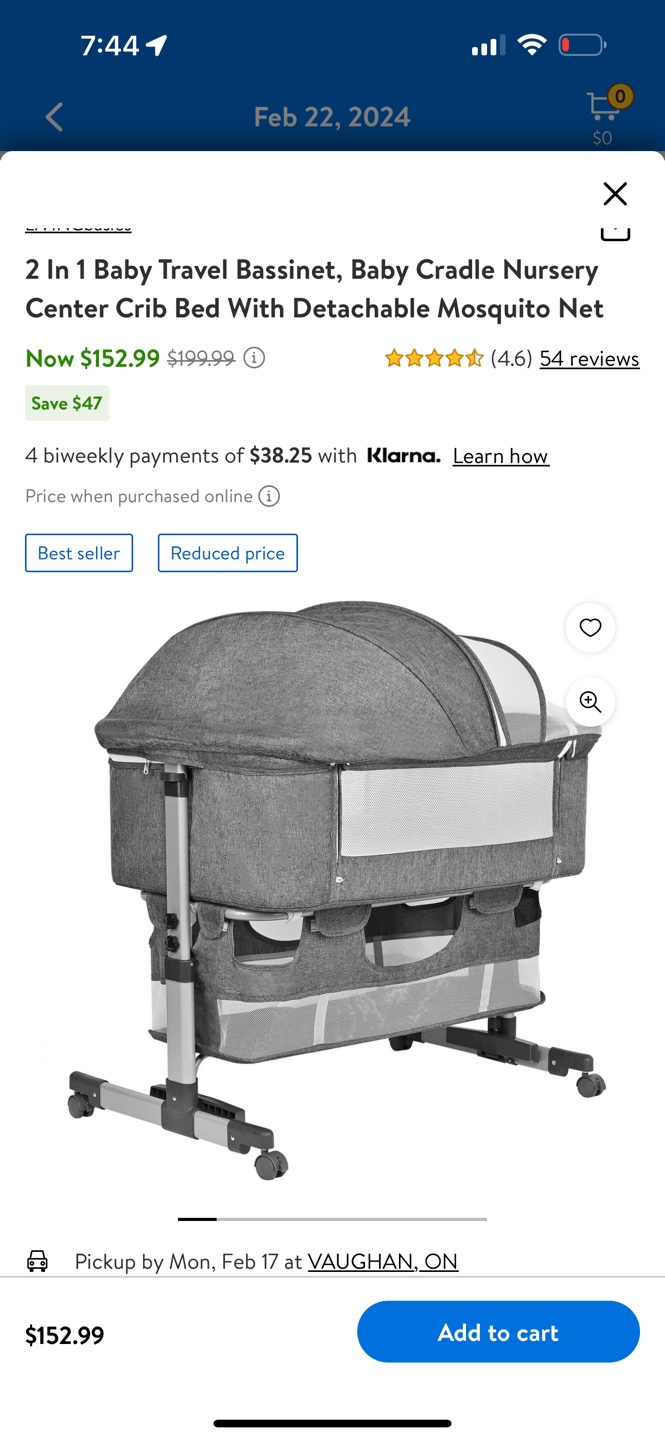 2-in-1 Baby Bassinet with Detachable Mosquito Net