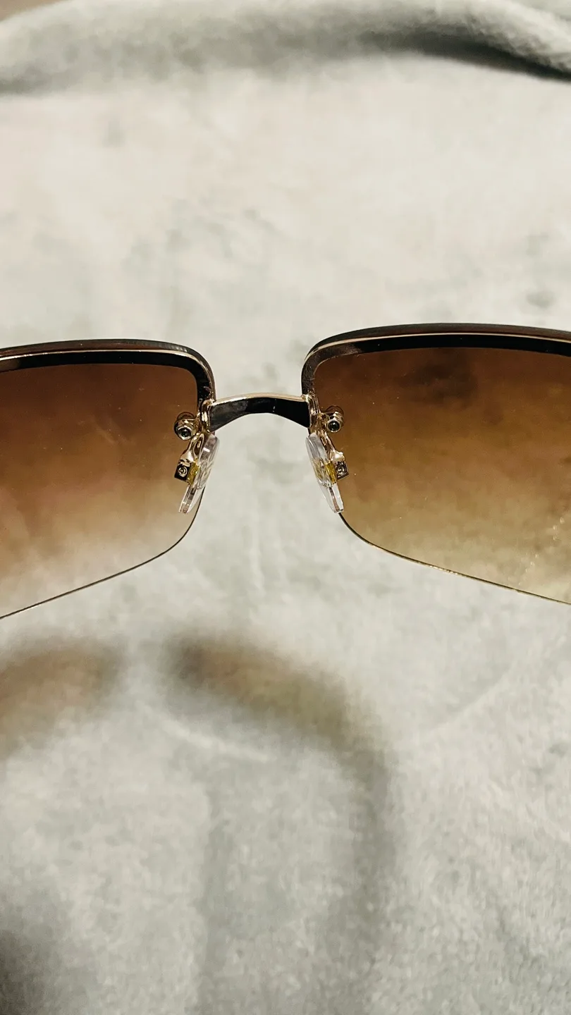 Brown rimless sunglasses with rhinestones image indicator(6)