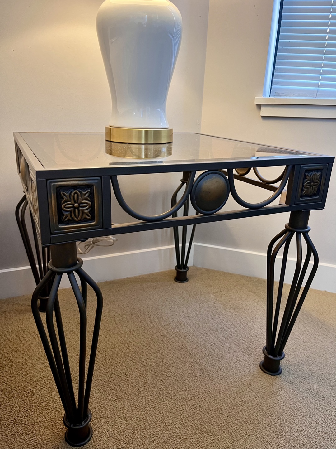 Metal and Glass Accent Table