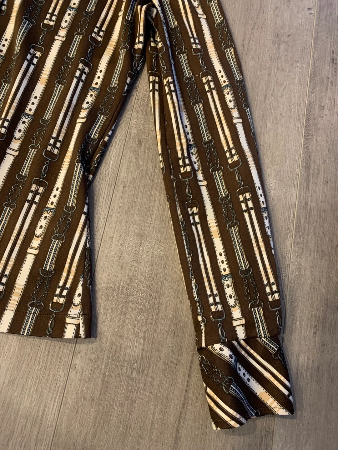 Vintage Brown & Beige Belt Buckle Buckle Blouse Small 🏈 image indicator(6)