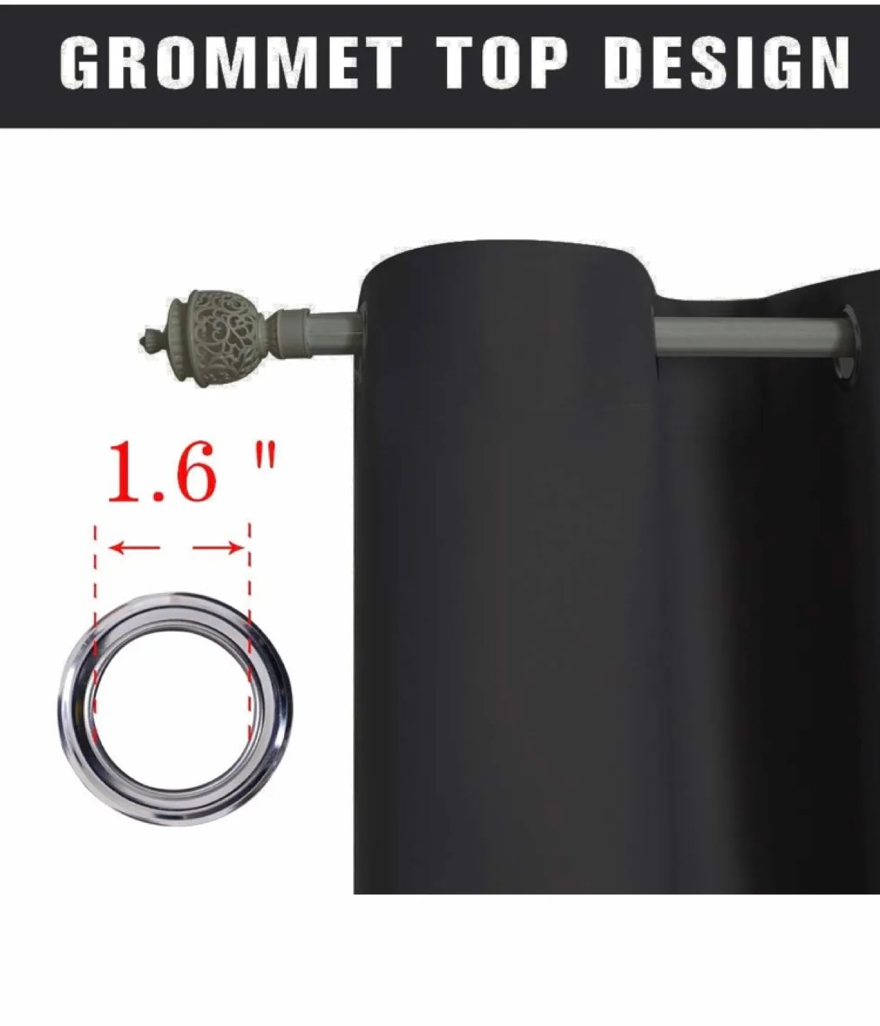 Black Grommet Top Blackout Curtains 15ft W x 9ft L image indicator(3)