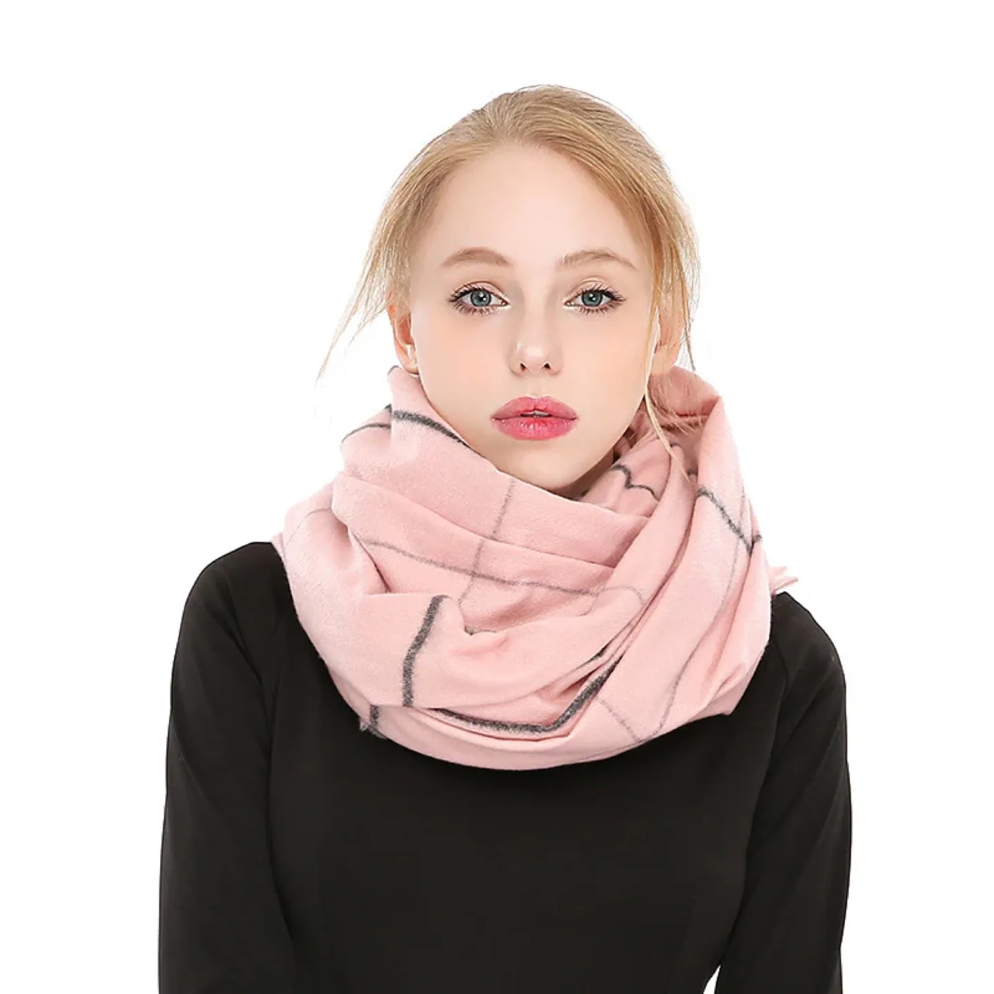 Pink and Black Checked Scarf image indicator(4)