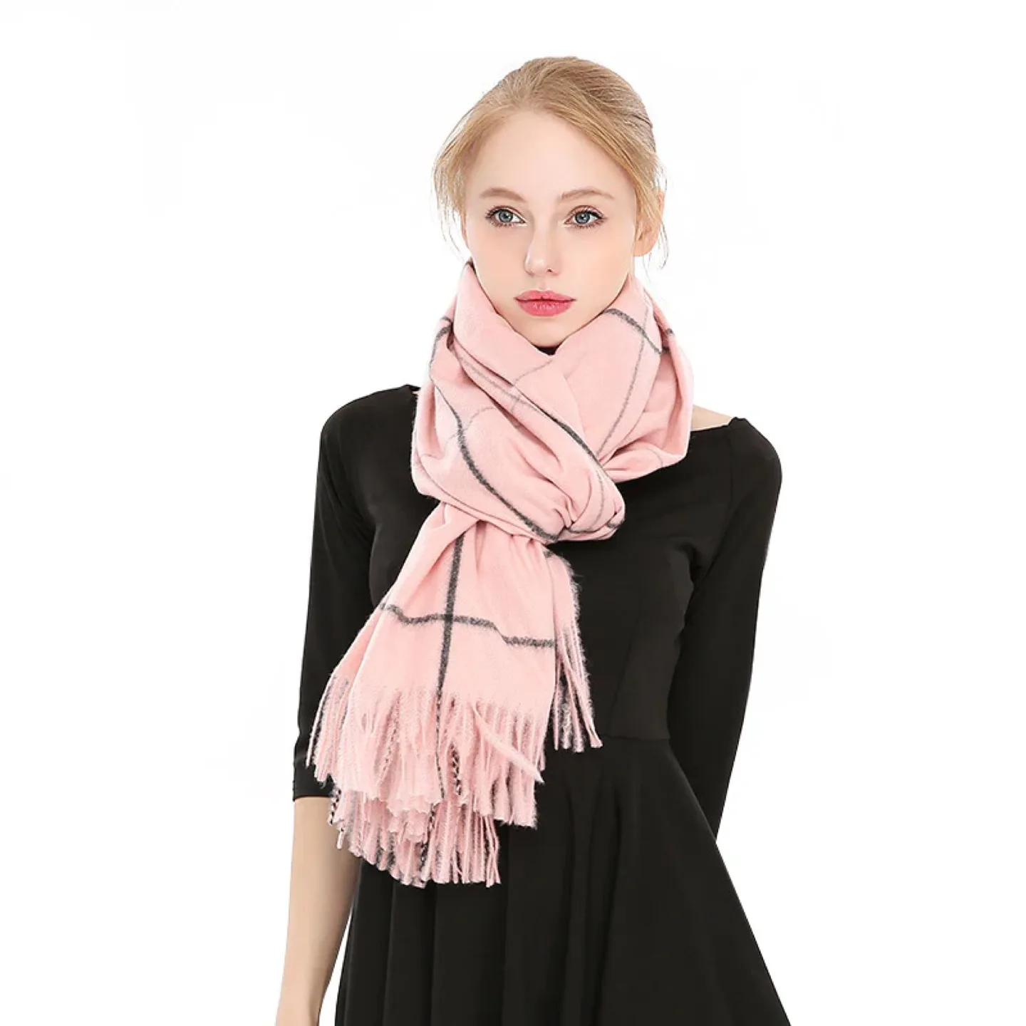Pink and Black Checked Scarf image indicator(2)