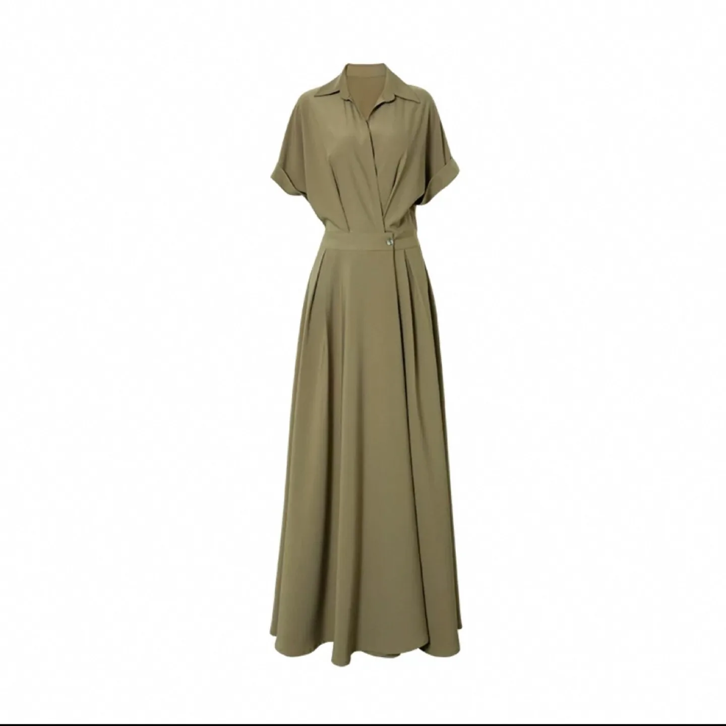 Olive Green Collared Midi Dress image indicator(4)