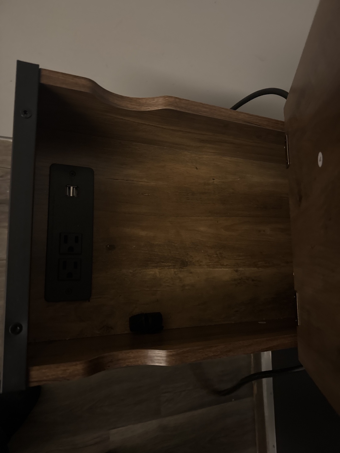 Wooden End Table with Built-in Outlets - photo 2