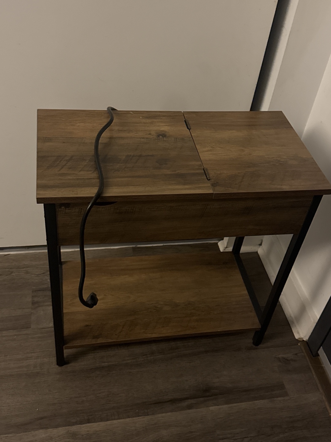 Wooden End Table with Built-in Outlets