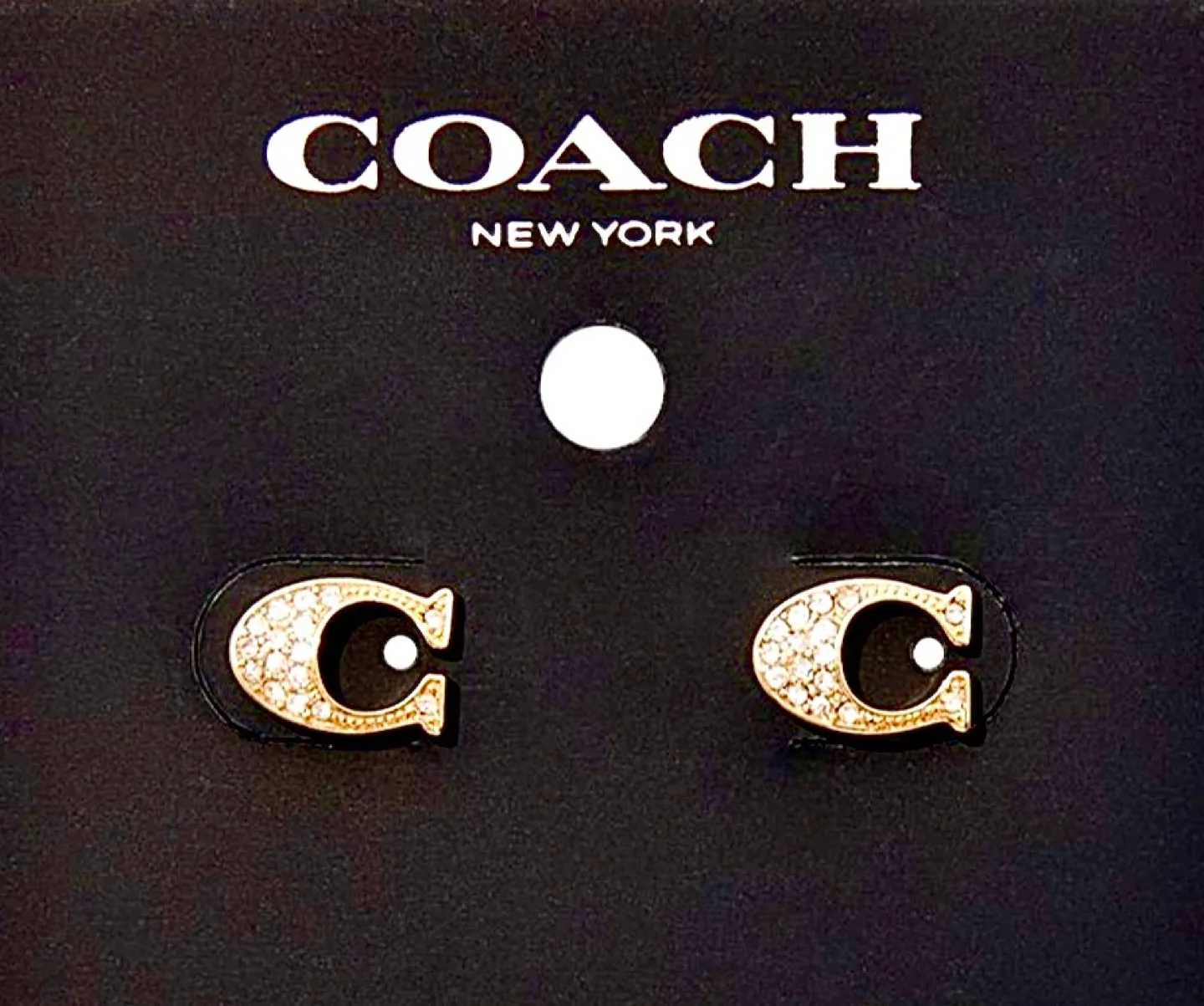 🍓BRAND NEW! REG $125 COACH Diamond like Gold Earrings image indicator(2)