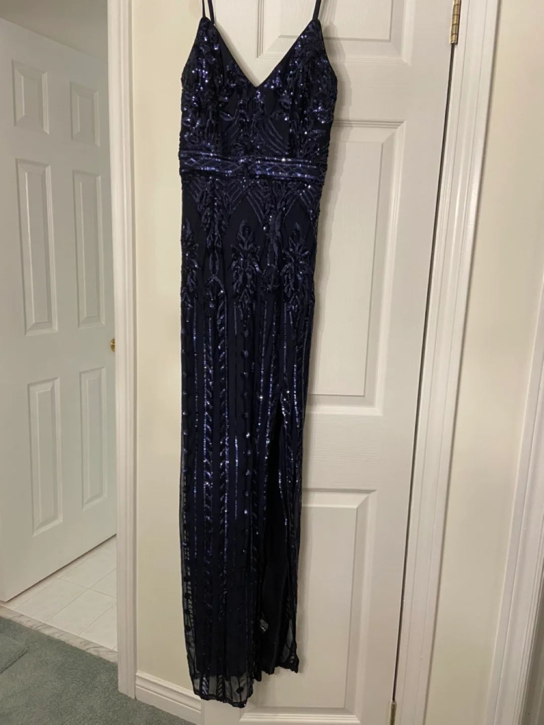 Le Chateau Stunning Navy Blue Sequin Maxi Dress 🏈 image indicator(5)