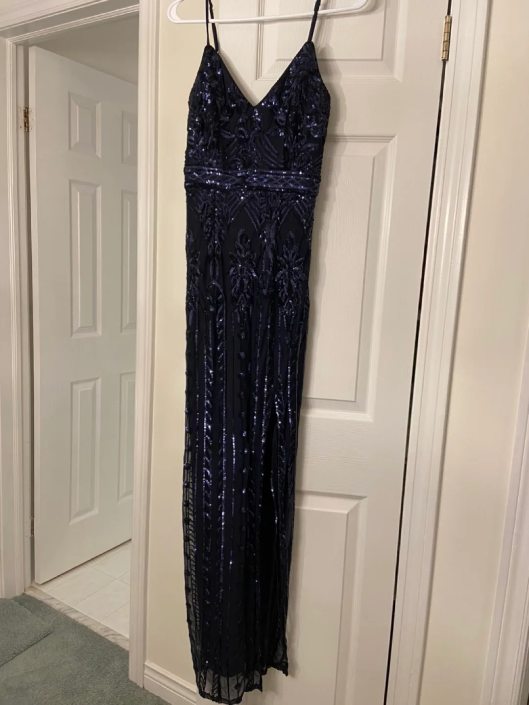 Le Chateau Stunning Navy Blue Sequin Maxi Dress 🏈 image indicator(4)