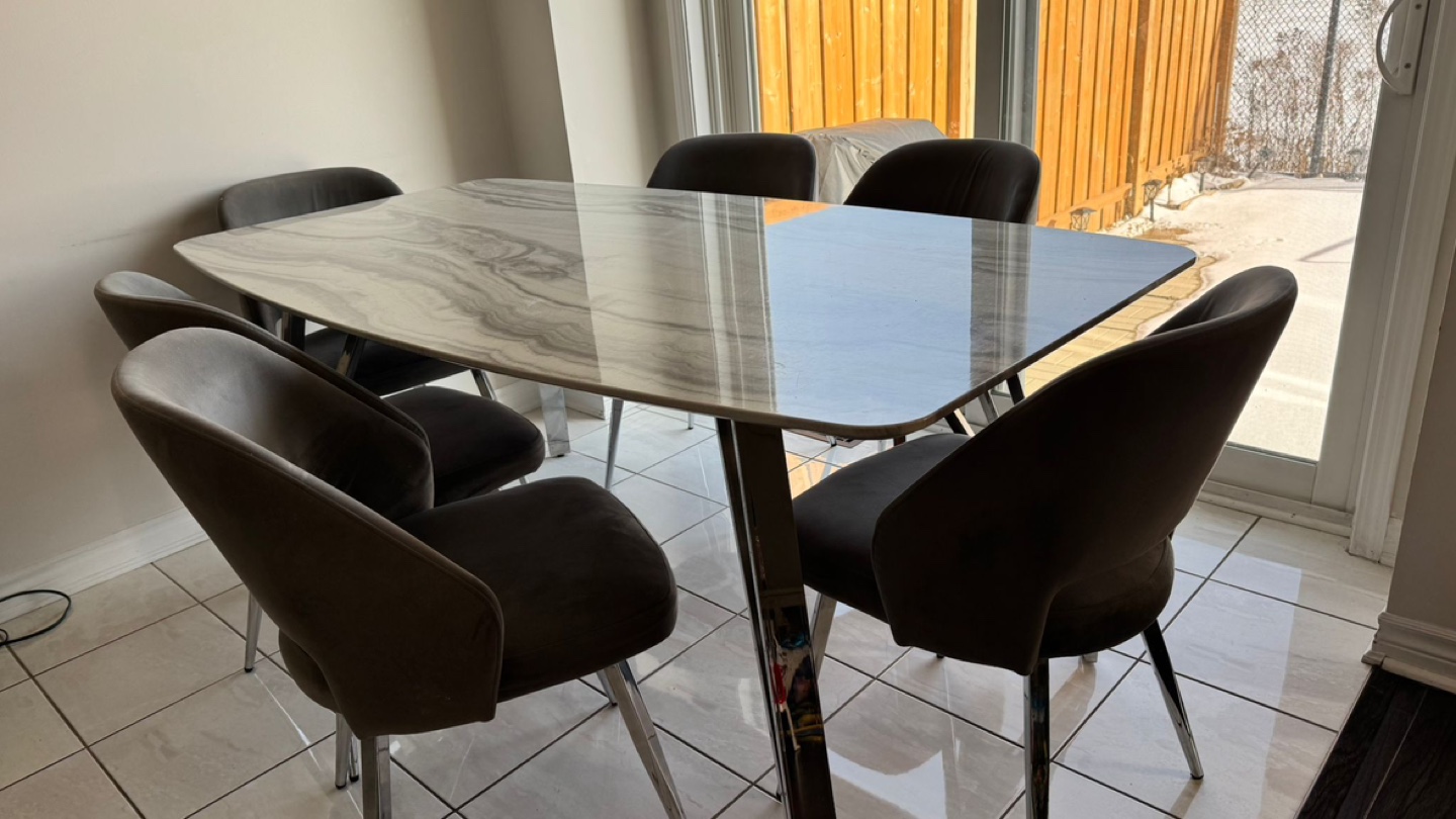 Dining Table Set - 6 Chairs - Marble Top - photo 5