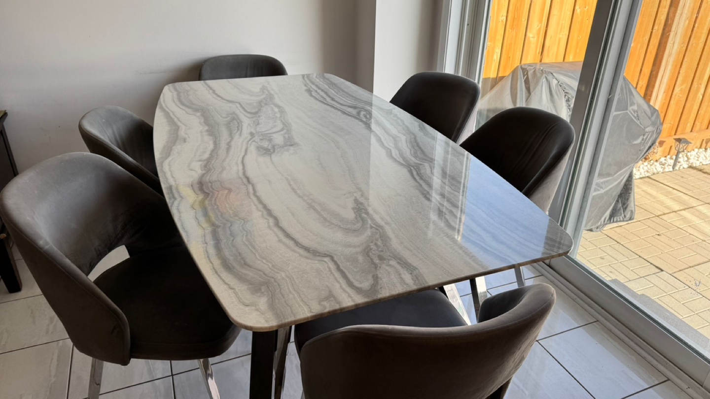 Dining Table Set - 6 Chairs - Marble Top
