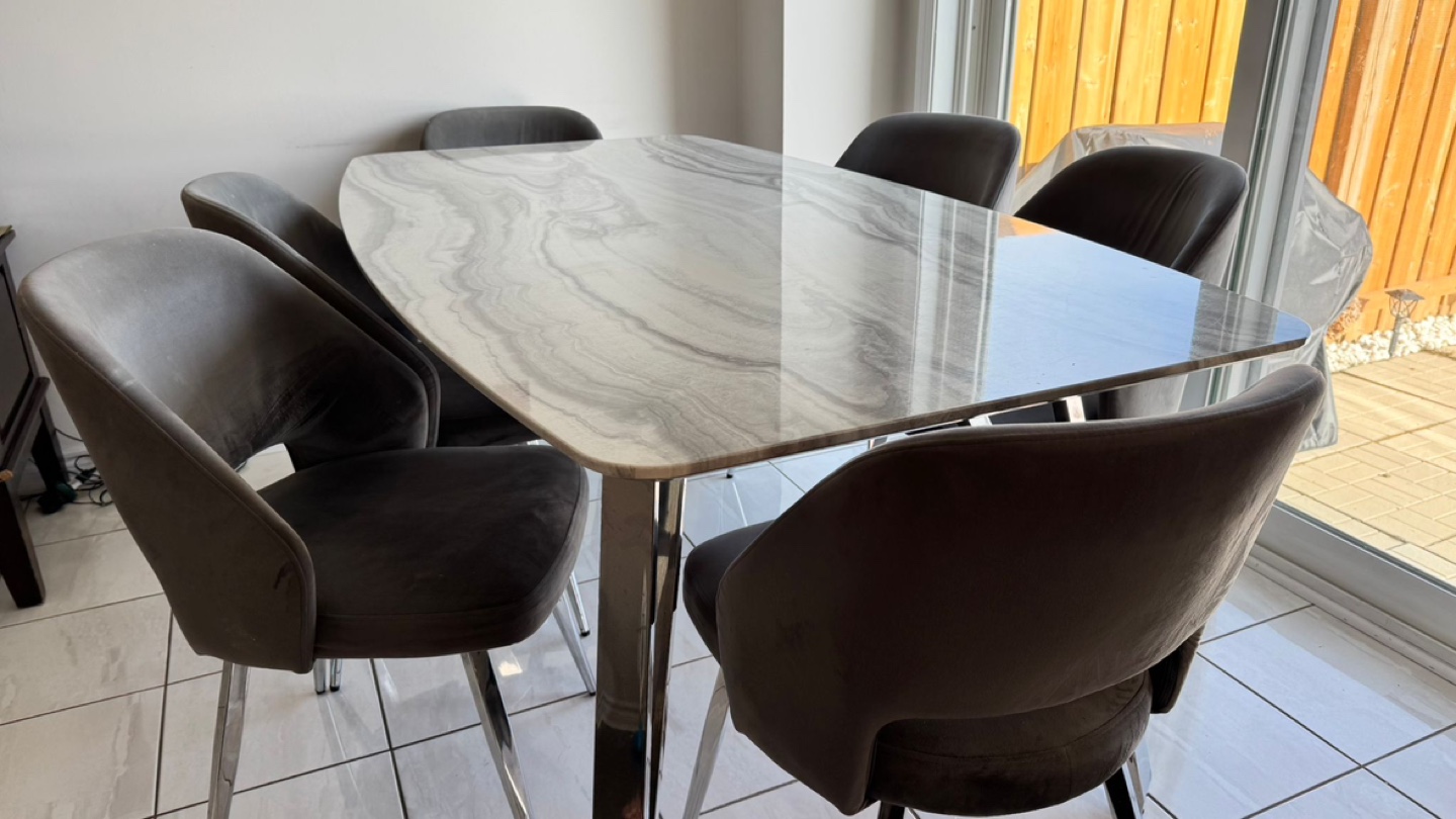 Dining Table Set - 6 Chairs - Marble Top - photo 2