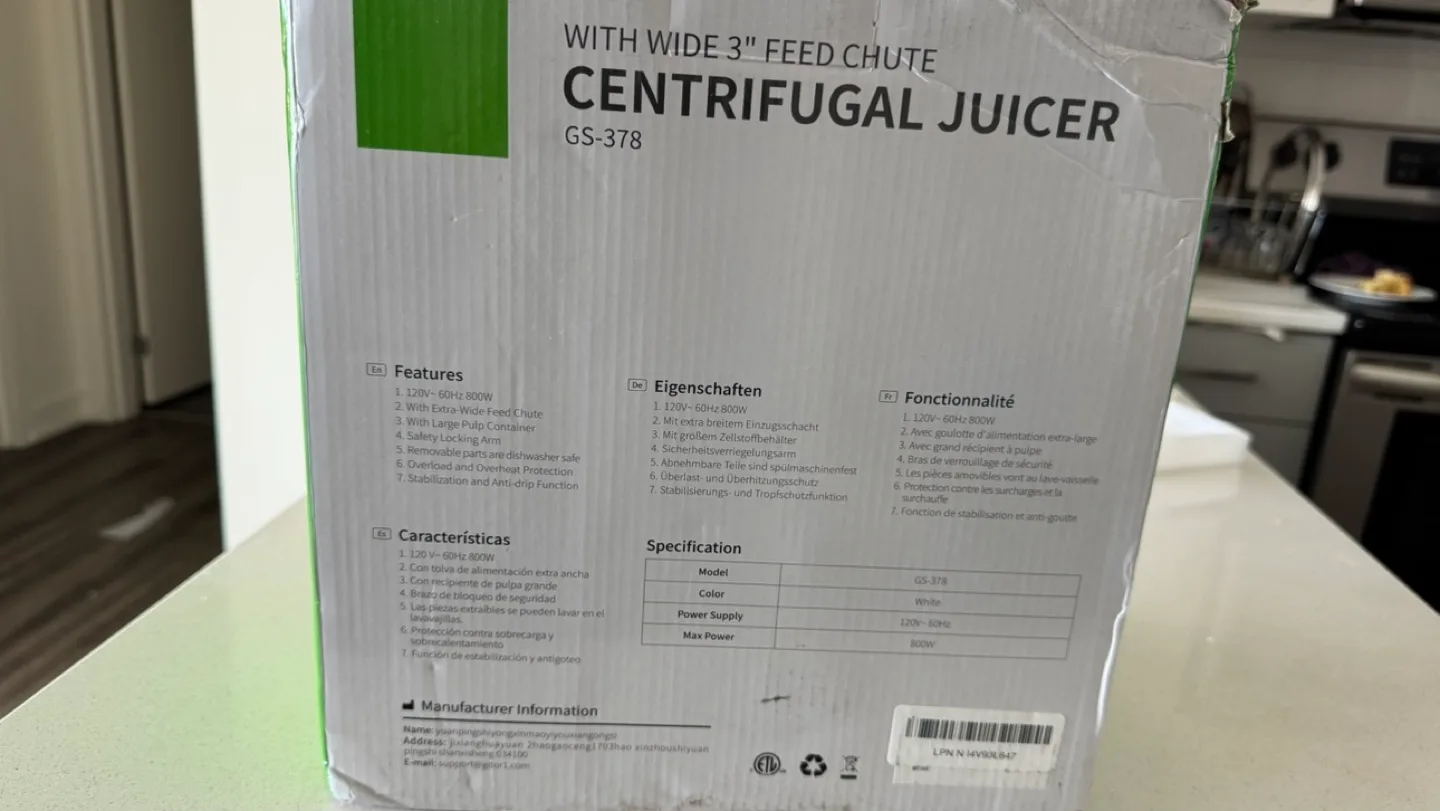 GDOR 800W Centrifugal Juicer - 3-Speed thumbnail