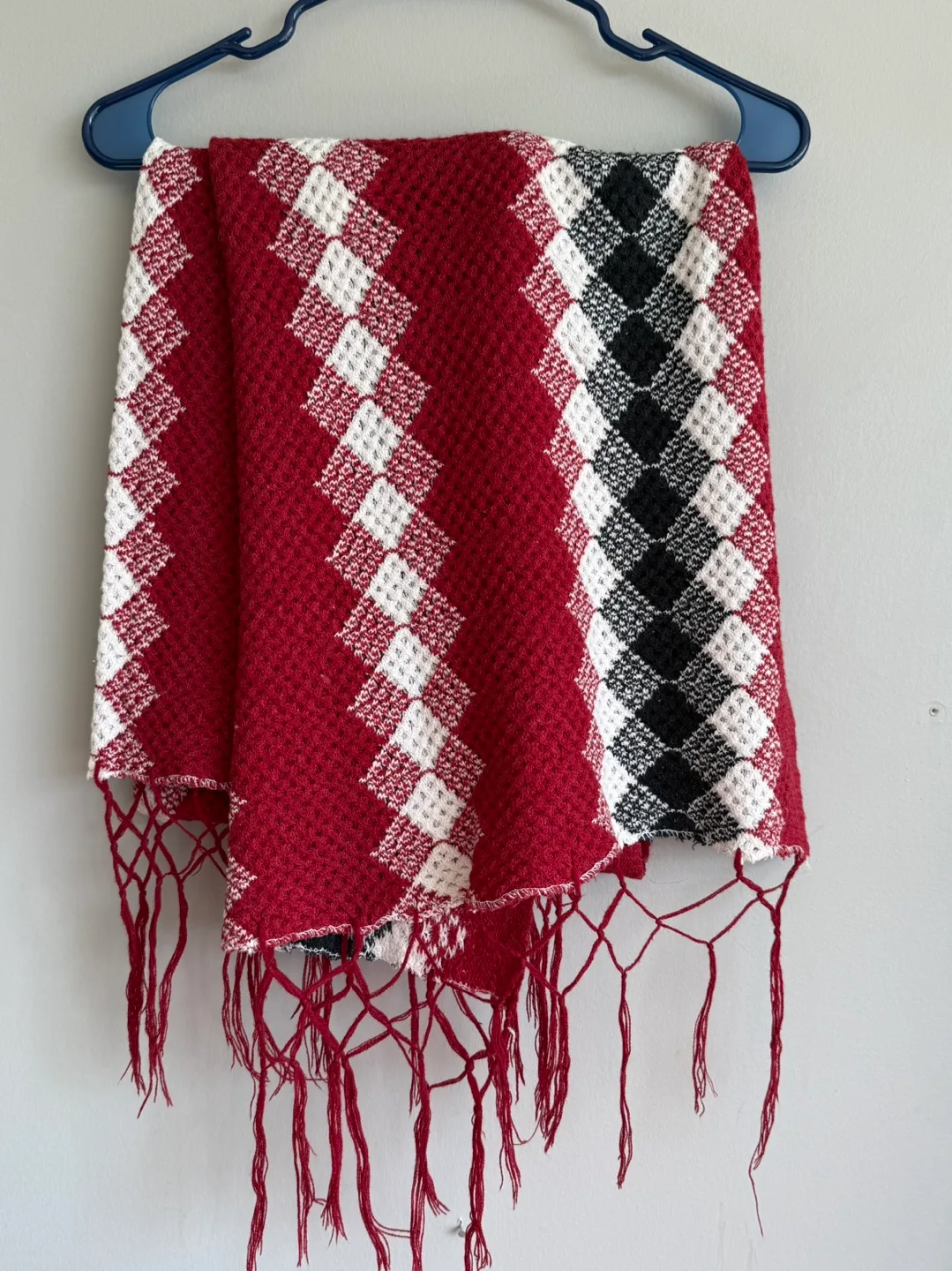 Vintage diamond pattern Knit winter Scarf with Tassels🏈 image indicator(9)