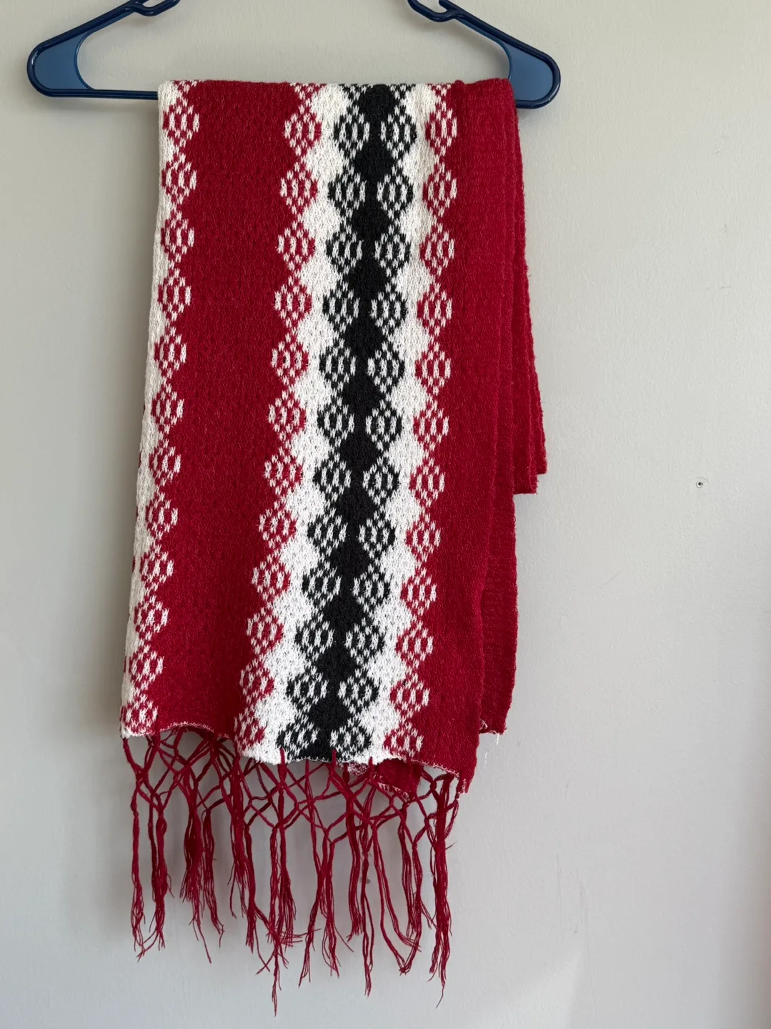 Vintage diamond pattern Knit winter Scarf with Tassels🏈 image indicator(8)