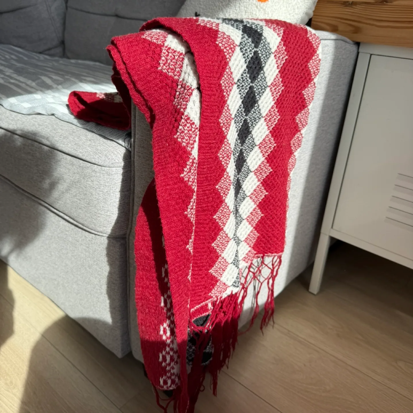 Vintage diamond pattern Knit winter Scarf with Tassels🏈 image indicator(10)