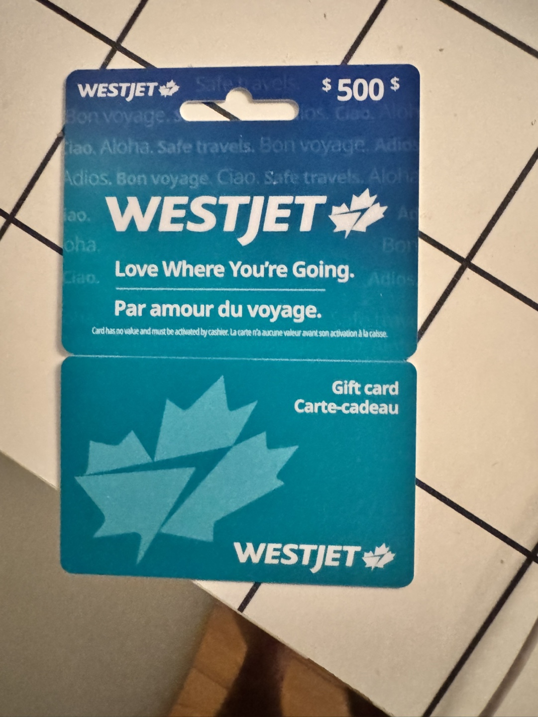 WestJet $500 Gift Card