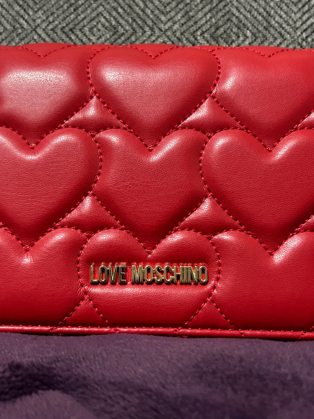 Love Moschino Red Quilted Heart Crossbody Bag image indicator(2)