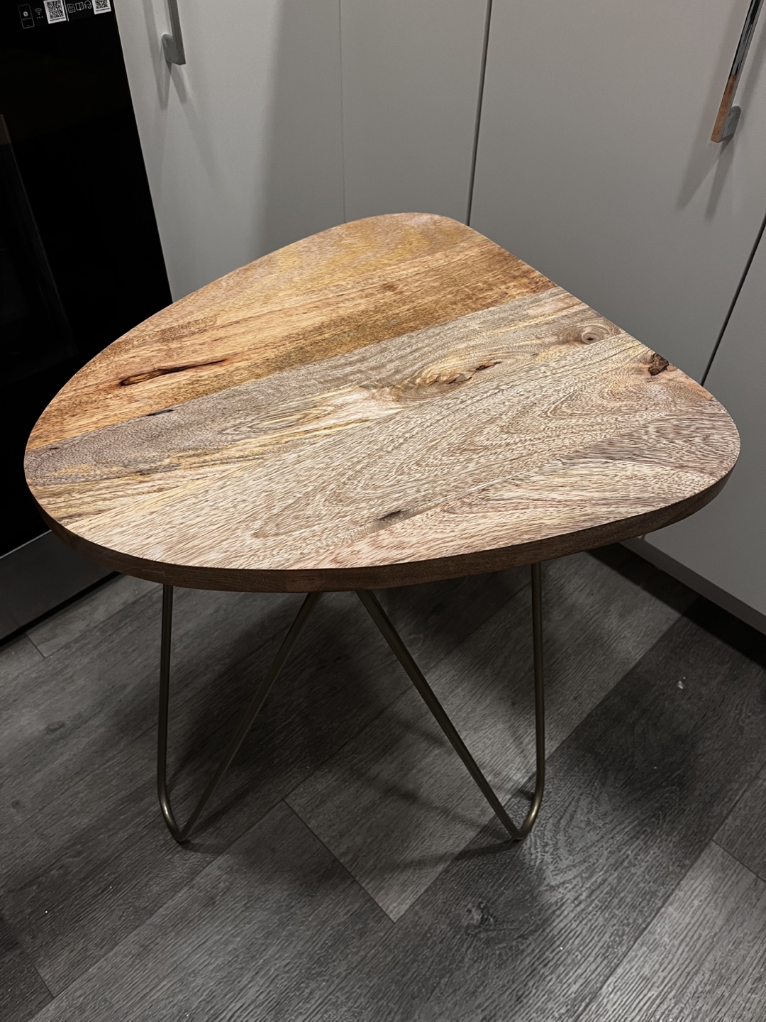 Wooden Side Table with Metal Legs