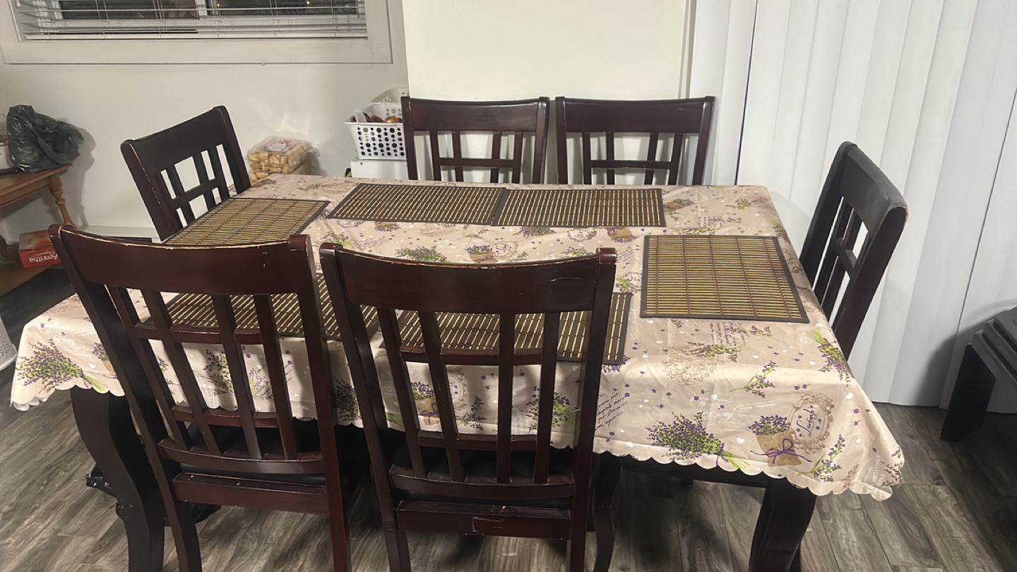 6-Piece Dark Brown Dining Set with Table and Chairs