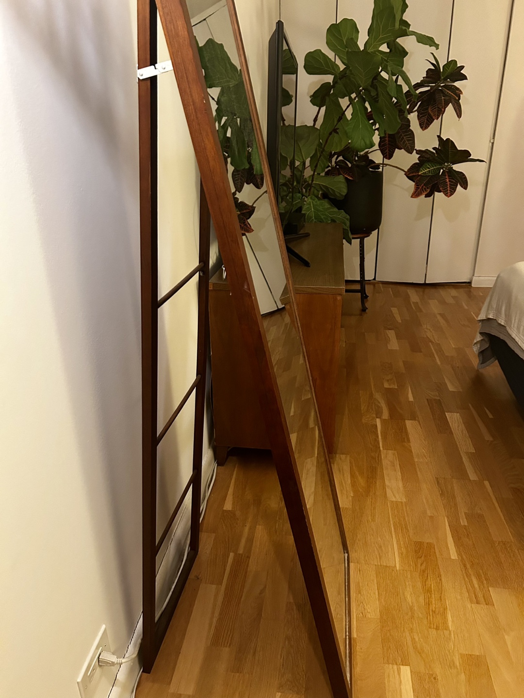 Full Length Leaner Mirror with Wood Frame