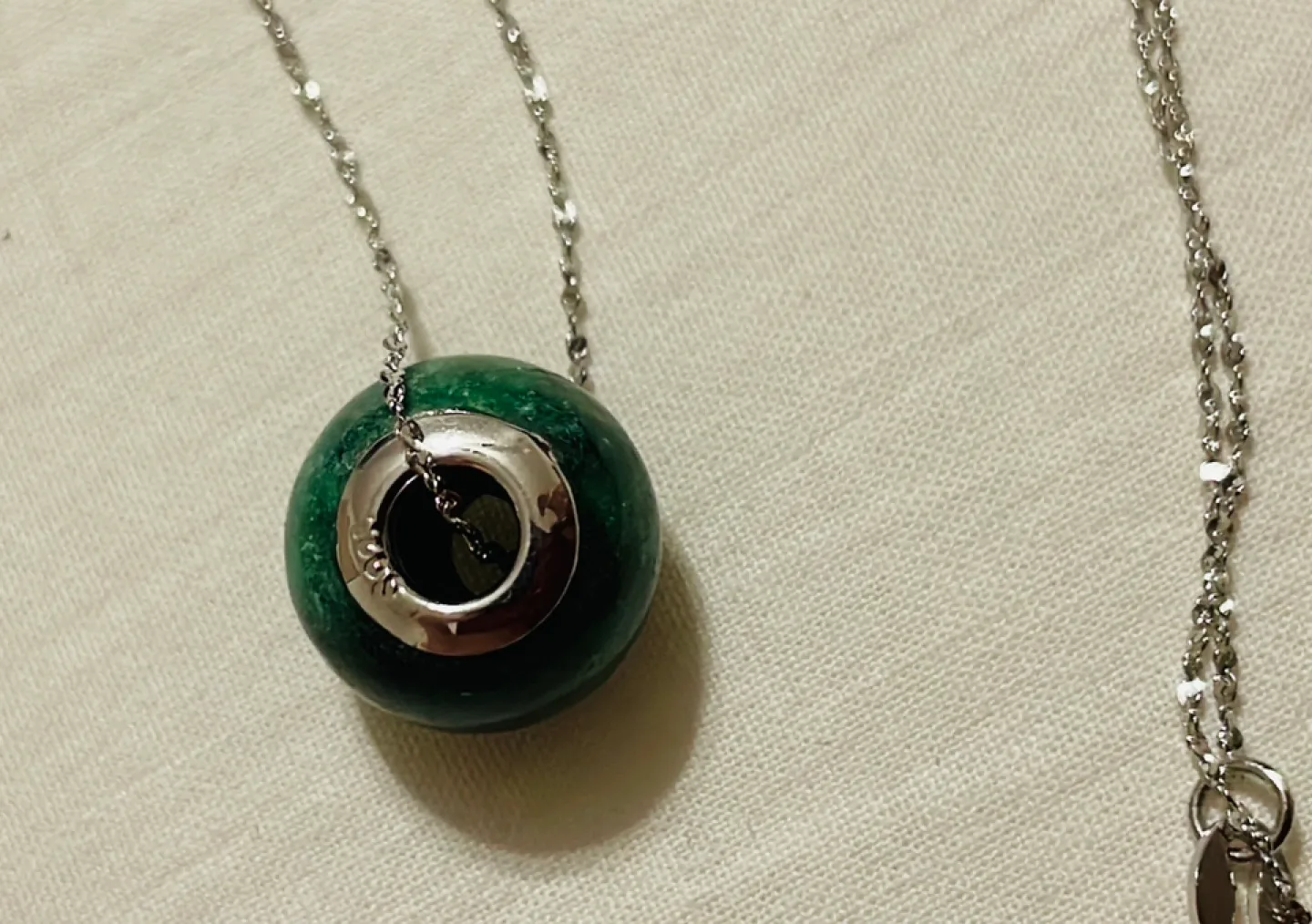 Jade Bead Sterling Silver Necklace image indicator(3)