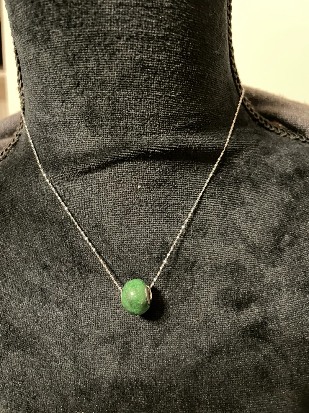 Jade Bead Sterling Silver Necklace image indicator(4)