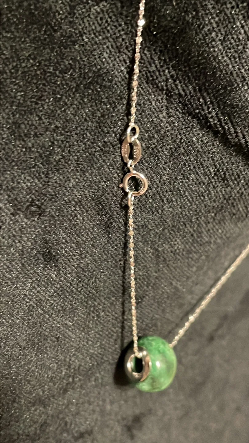 Jade Bead Sterling Silver Necklace image indicator(5)