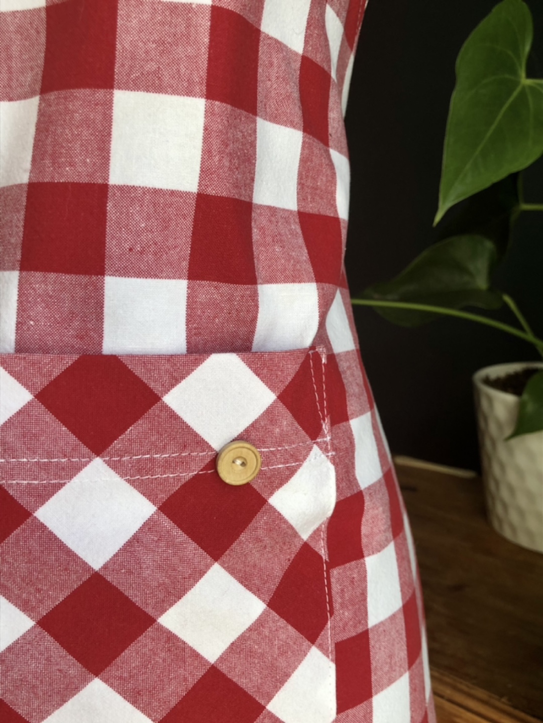 Red and White Gingham Farmhouse-style Apron