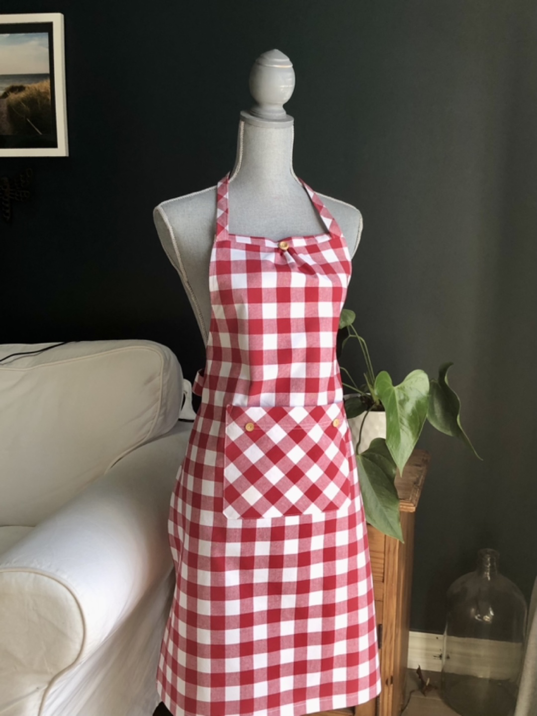 Red and White Gingham Farmhouse-style Apron - photo 2