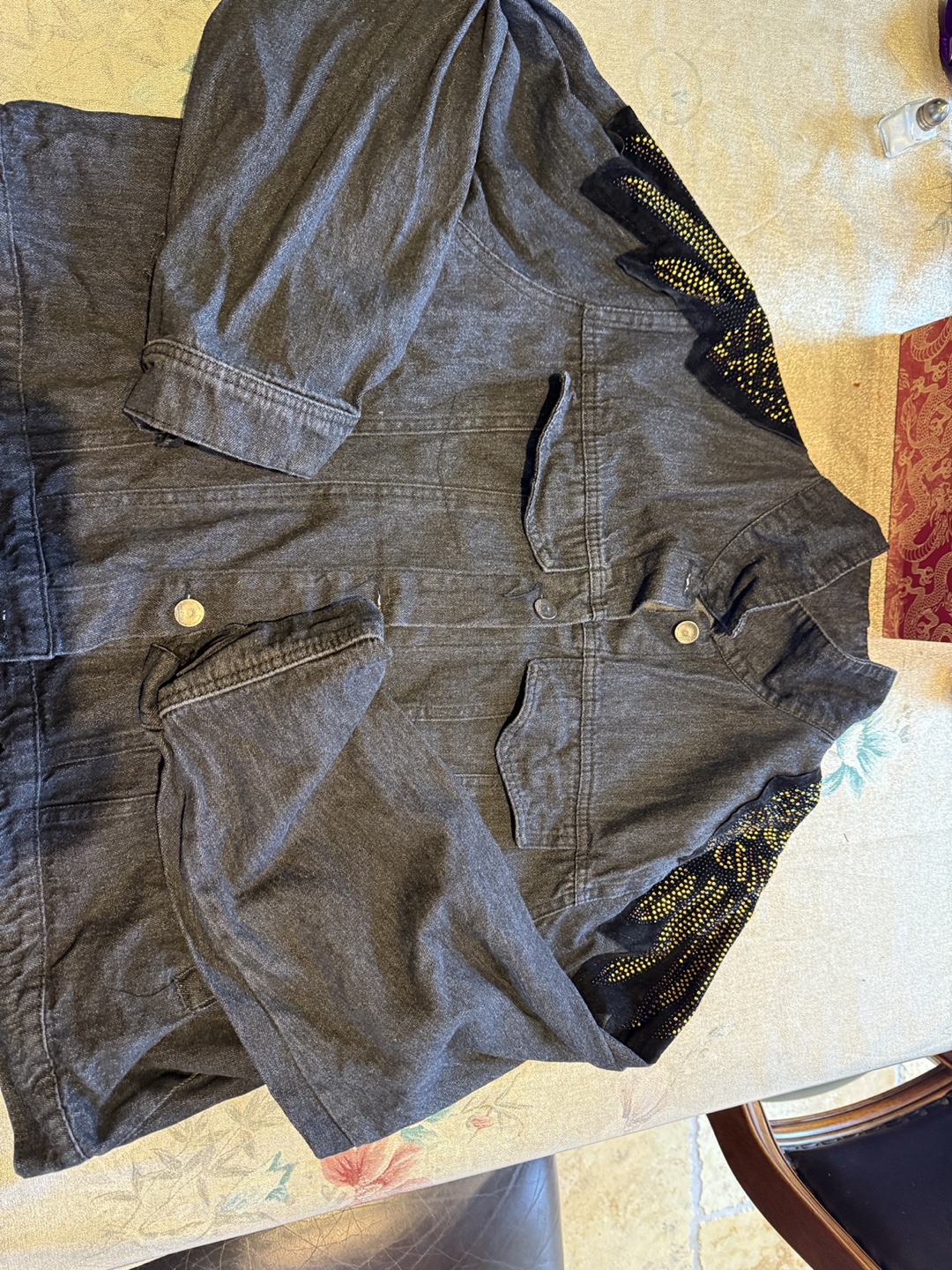 Vintage Y2K Rhinestone Eagle Denim Jacket