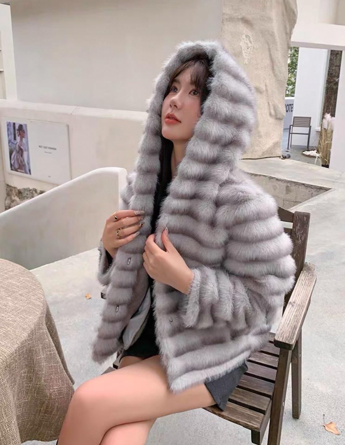 Luxurious Faux Fur Hooded Jacket