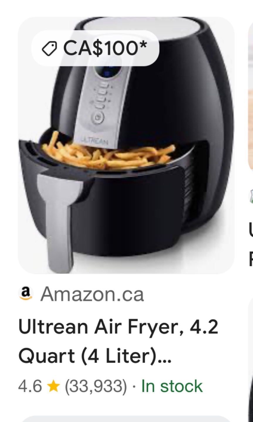 Ultrean Air Fryer, 4.2 Quart (4 Liter), Black