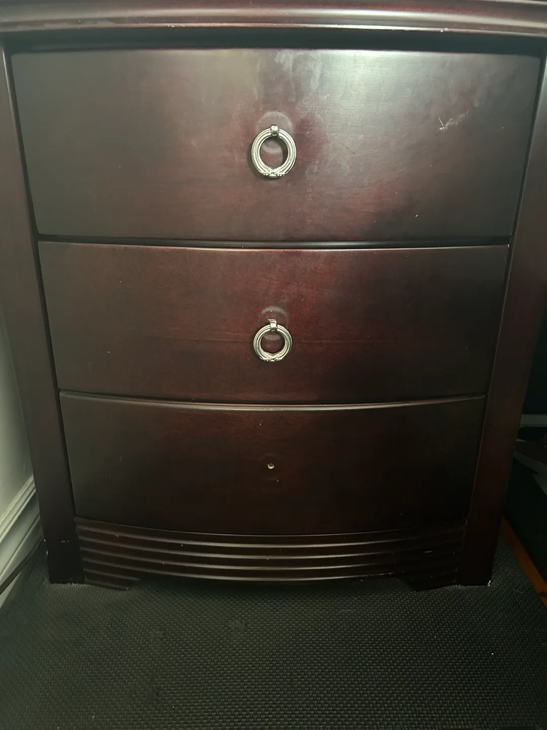 Dark Brown Wooden Nightstand thumbnail