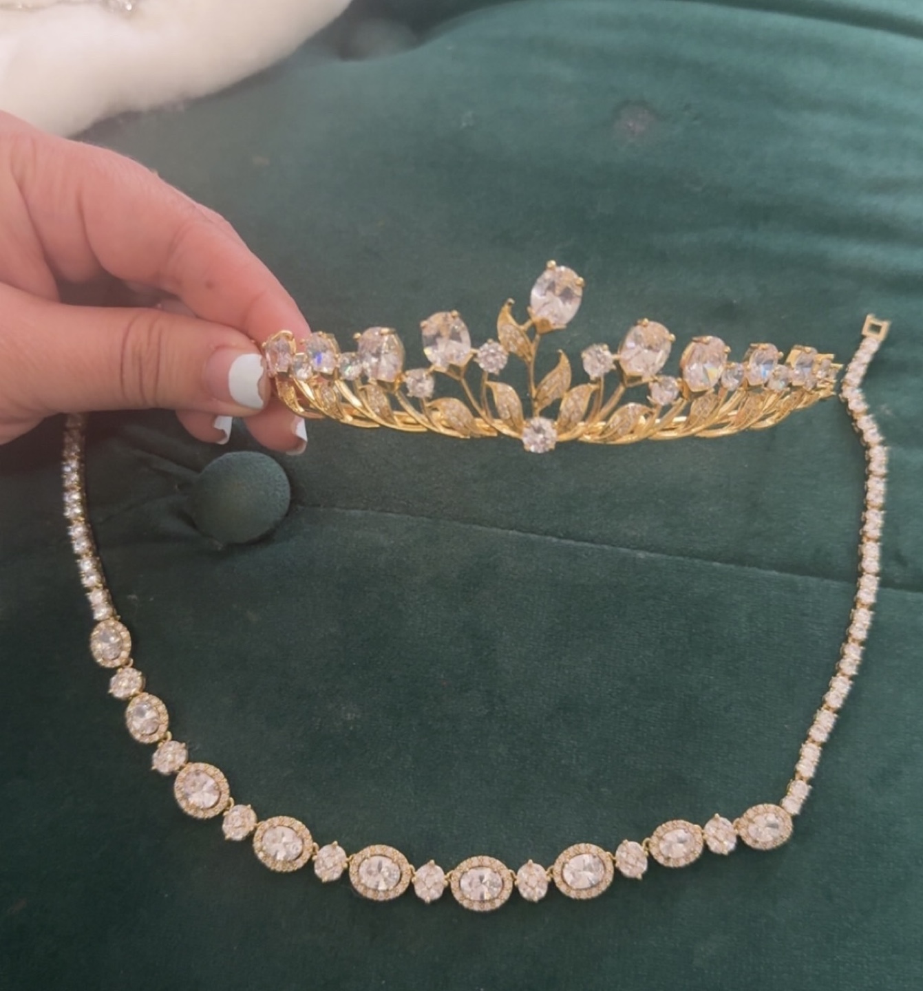 Gold Tiara and Necklace Set