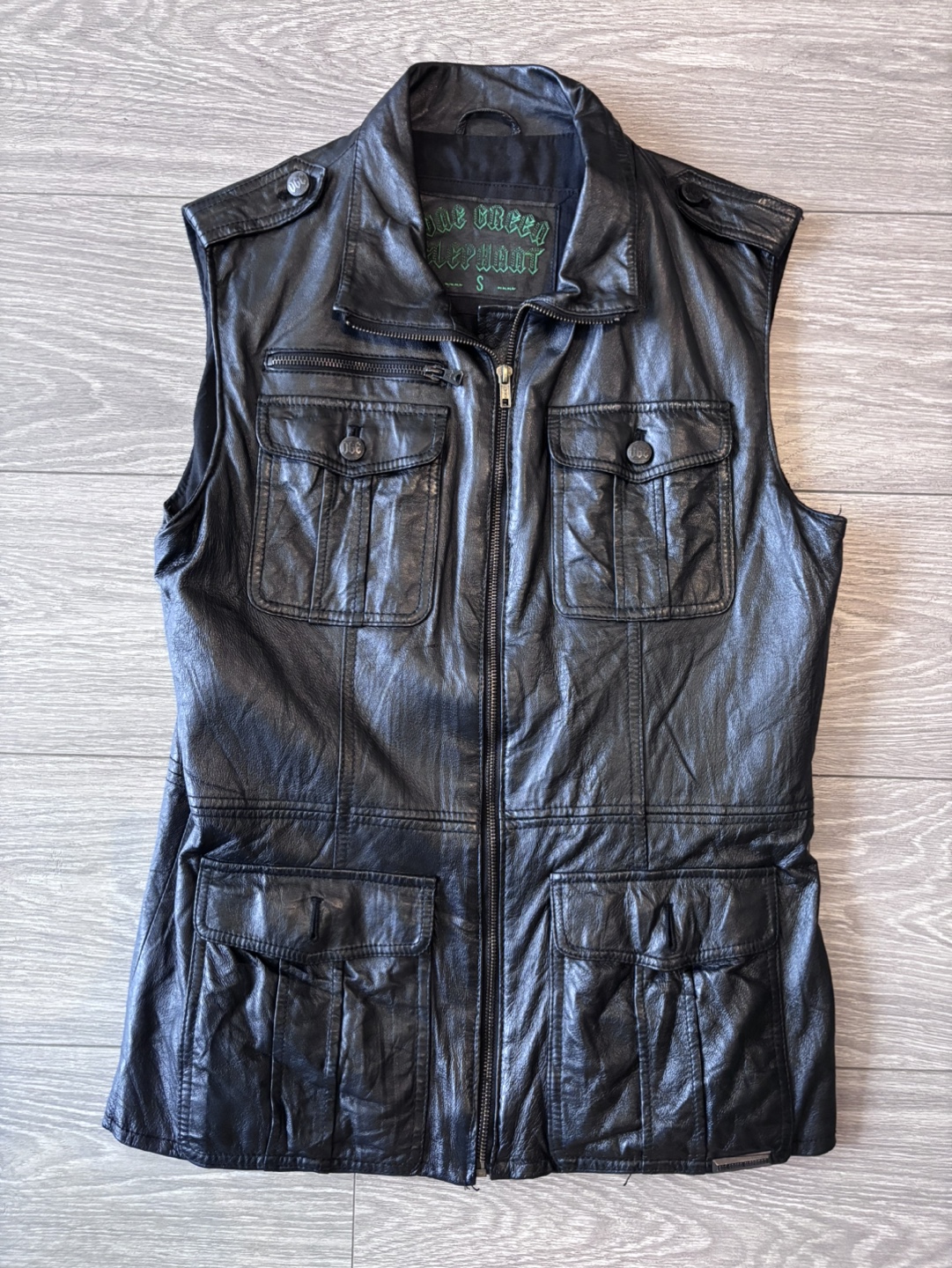 Vintage Biker Leather Vest - Size Small