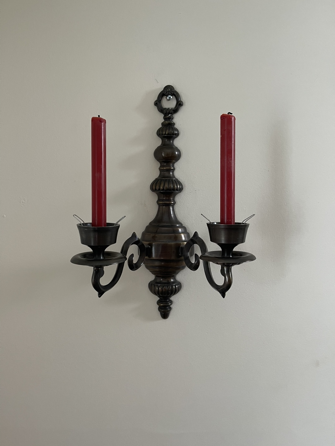 Antique Style Brass Double Candle Wall Sconce