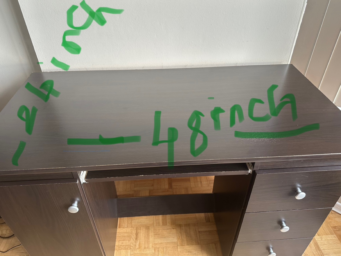Dark brown computer desk with drawers - photo 2