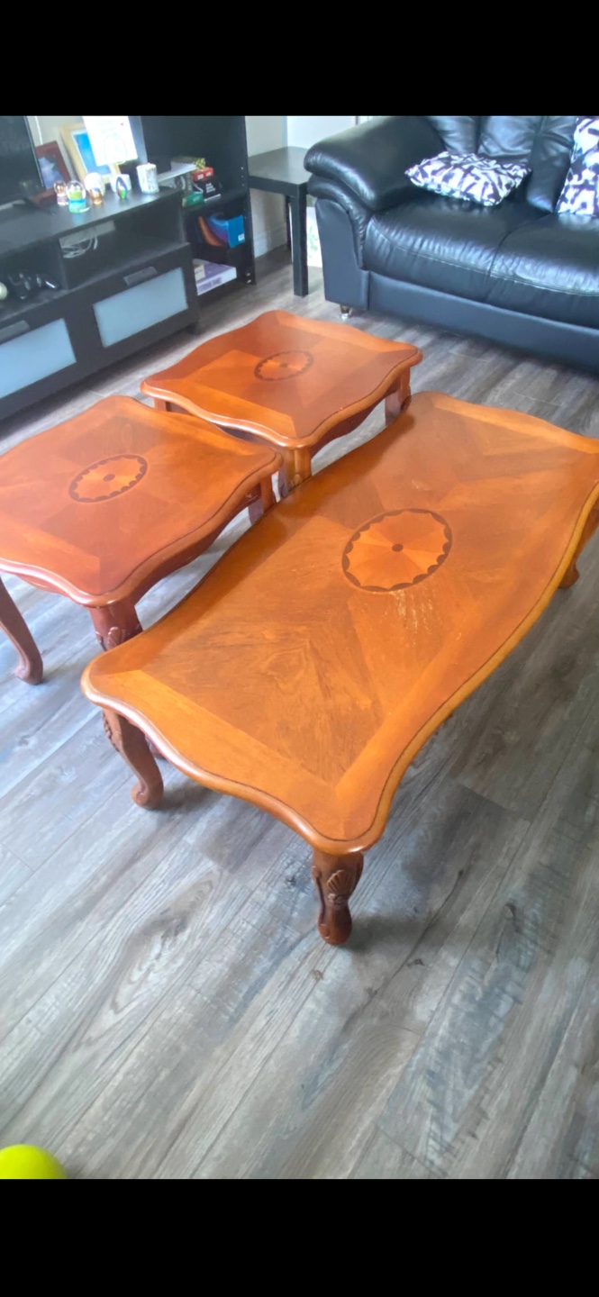 Three-Piece Wooden Coffee Table Set