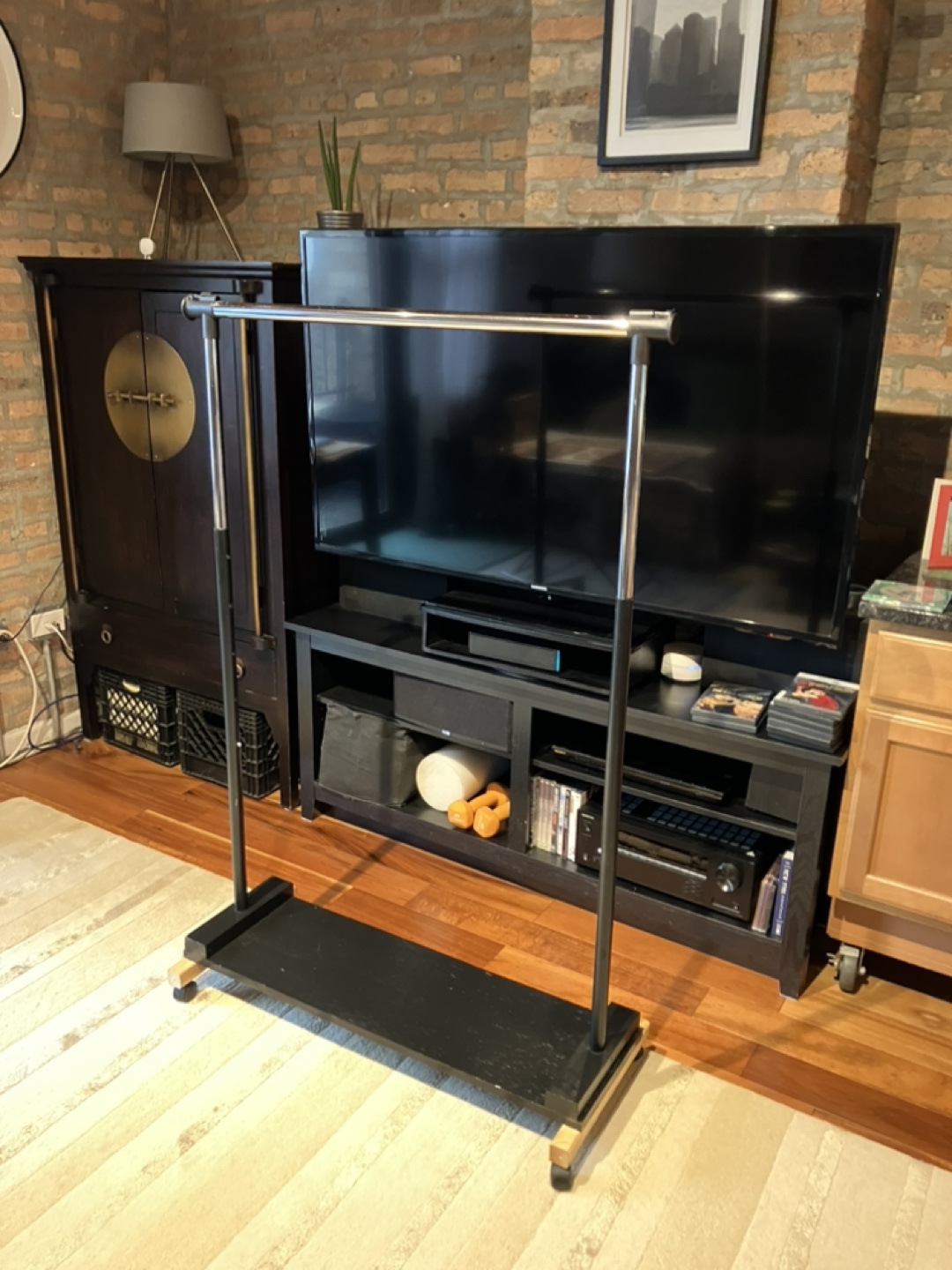 Black Rolling Garment Rack with Shelf - photo 2
