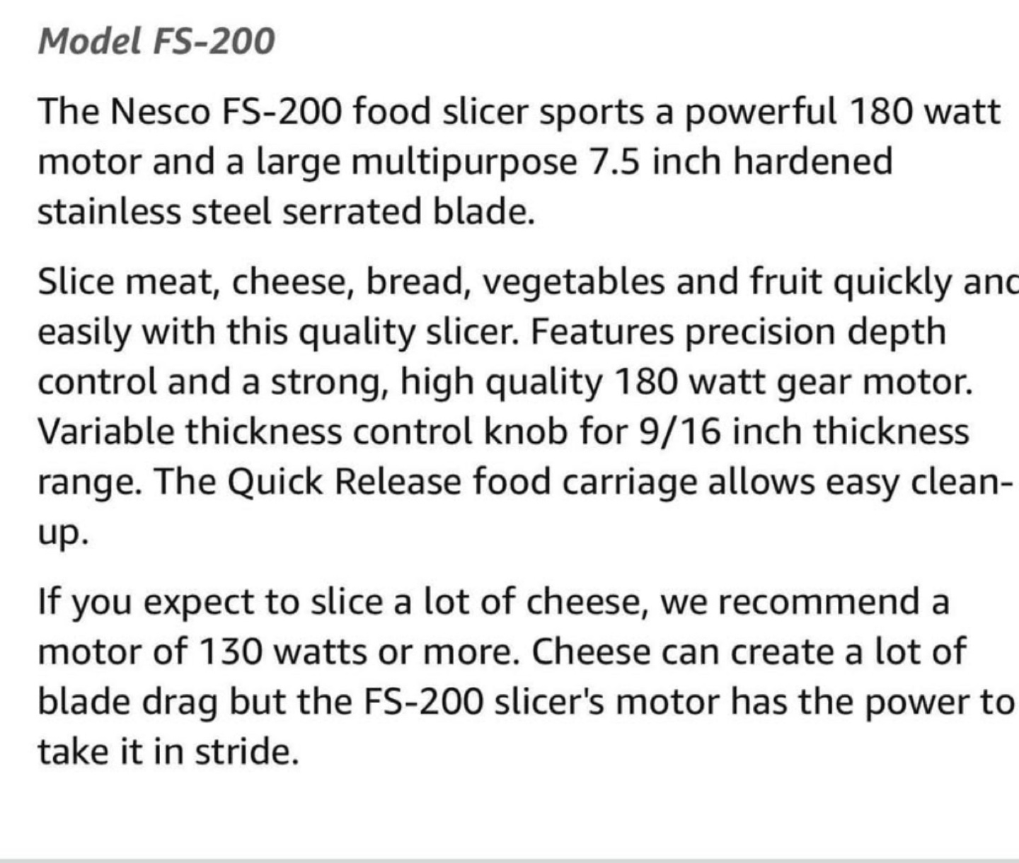 NESCO FS-200 Electric Food Slicer - photo 2