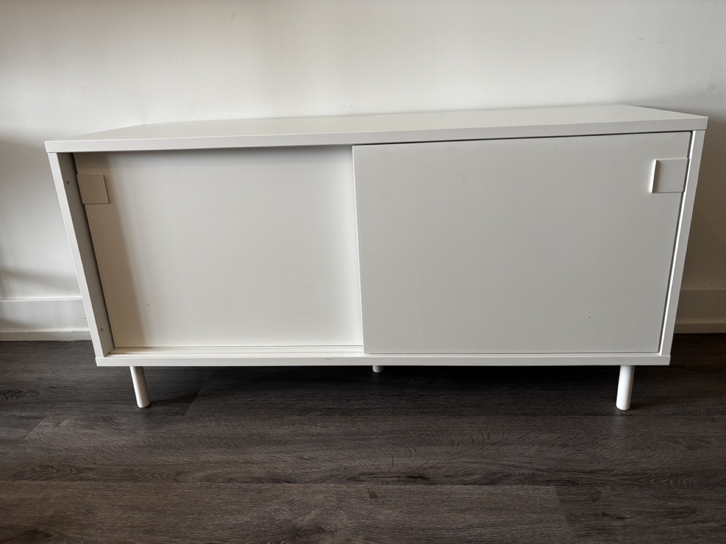 IKEA White Cabinet with Sliding Doors
